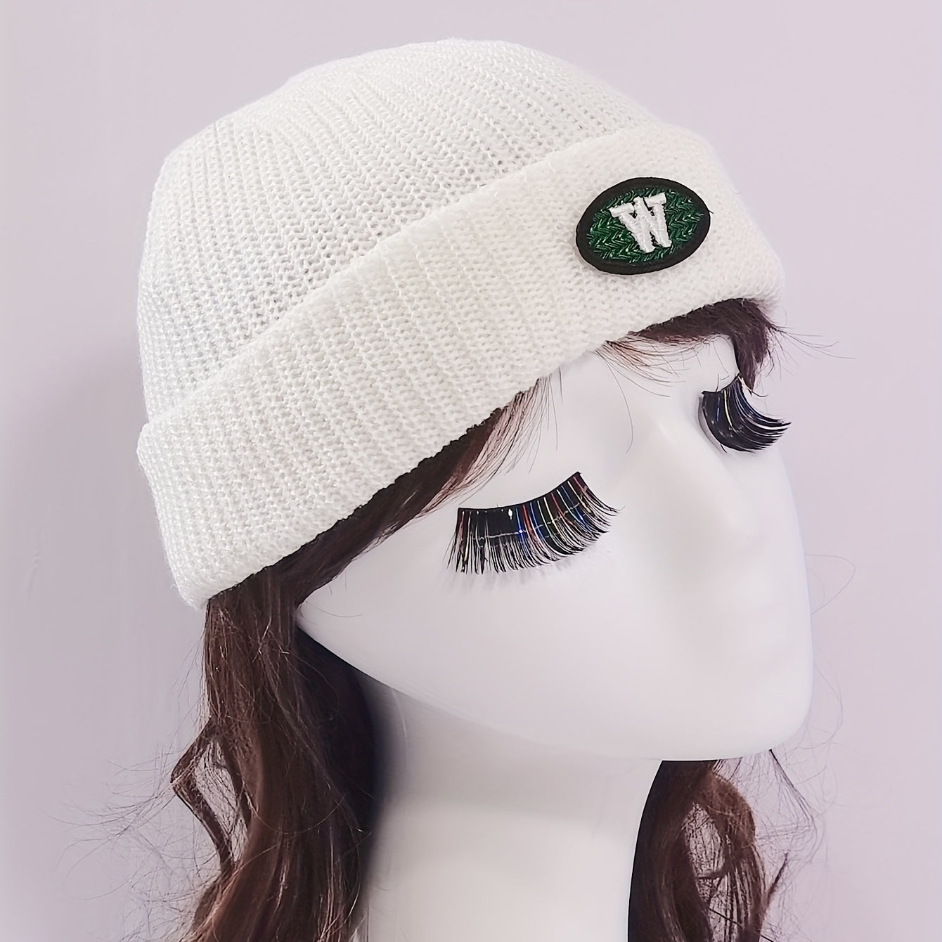 Embroidery Beanie Solid Knit Hat Unisex Windproof Warm Skull Cap