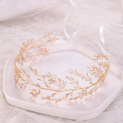 Golden Hair Vine Headband Bridal Tiara Wedding Hair Jewelry