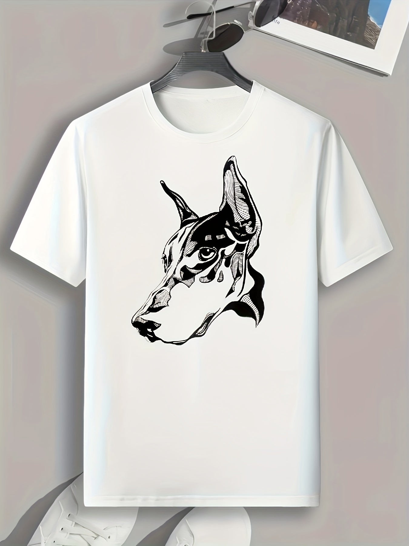 Dog Head Print Men's Graphic T shirt Casual Comfy Tees For Summer