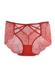 3pk Plus Size Lace Mid Waist Semi Sheer Panties