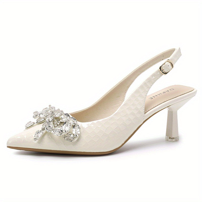 Women's Bowknot Stiletto Heels Point Toe Pumps Slingback Heels