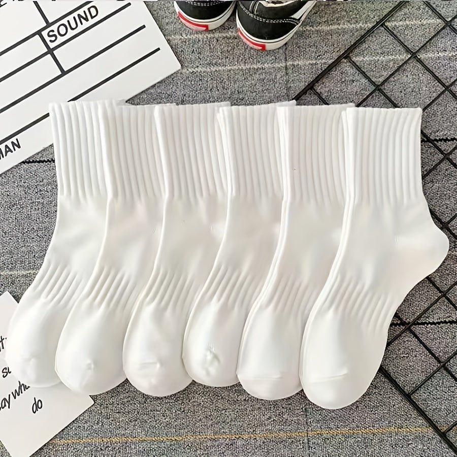 6 Pairs Ribbed Mid Tube Socks Women's Stockings