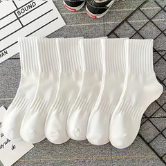 6 Pairs Ribbed Mid Tube Socks Women's Stockings