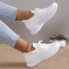 Women's Breathable Knit Lace-Up Sports Shoes Lightweight Outdoor Sneakers