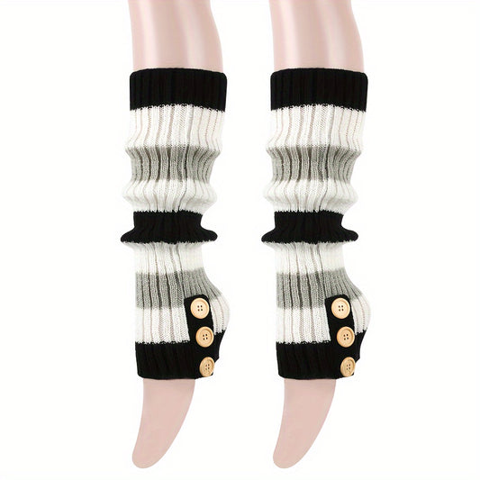 Warm Woolen Button Socks for Winter Long Boots Stacked Socks