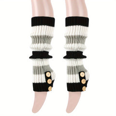 Warm Woolen Button Socks for Winter Long Boots Stacked Socks