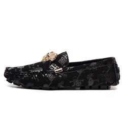 Men's Metallic Decor Loafer Shoes Non-slip Slip-On Driving Shoes