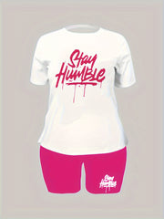 Graffiti Print Tee & Shorts Set
