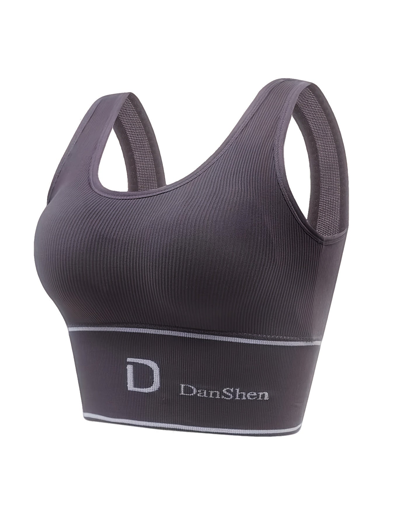 4pcs Letter Print Sports Bras Shockproof Push Up Bra Women's Lingerie