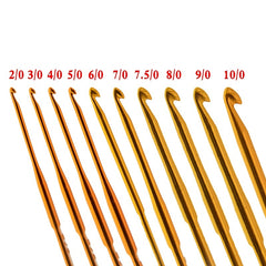 10pcs Double Ended Alumina Crochet DIY Knitting Tools Golden Aluminum Crochet