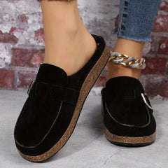 Women's Metal Buckle Loafers Slip On Shoes