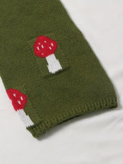 Y2K Mushroom Print Bell Sleeve Crop Sweater