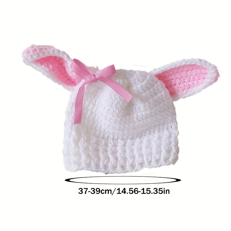 2pcs Baby Knitted Beanie Cap Set for Photography Props, 0-6 Months