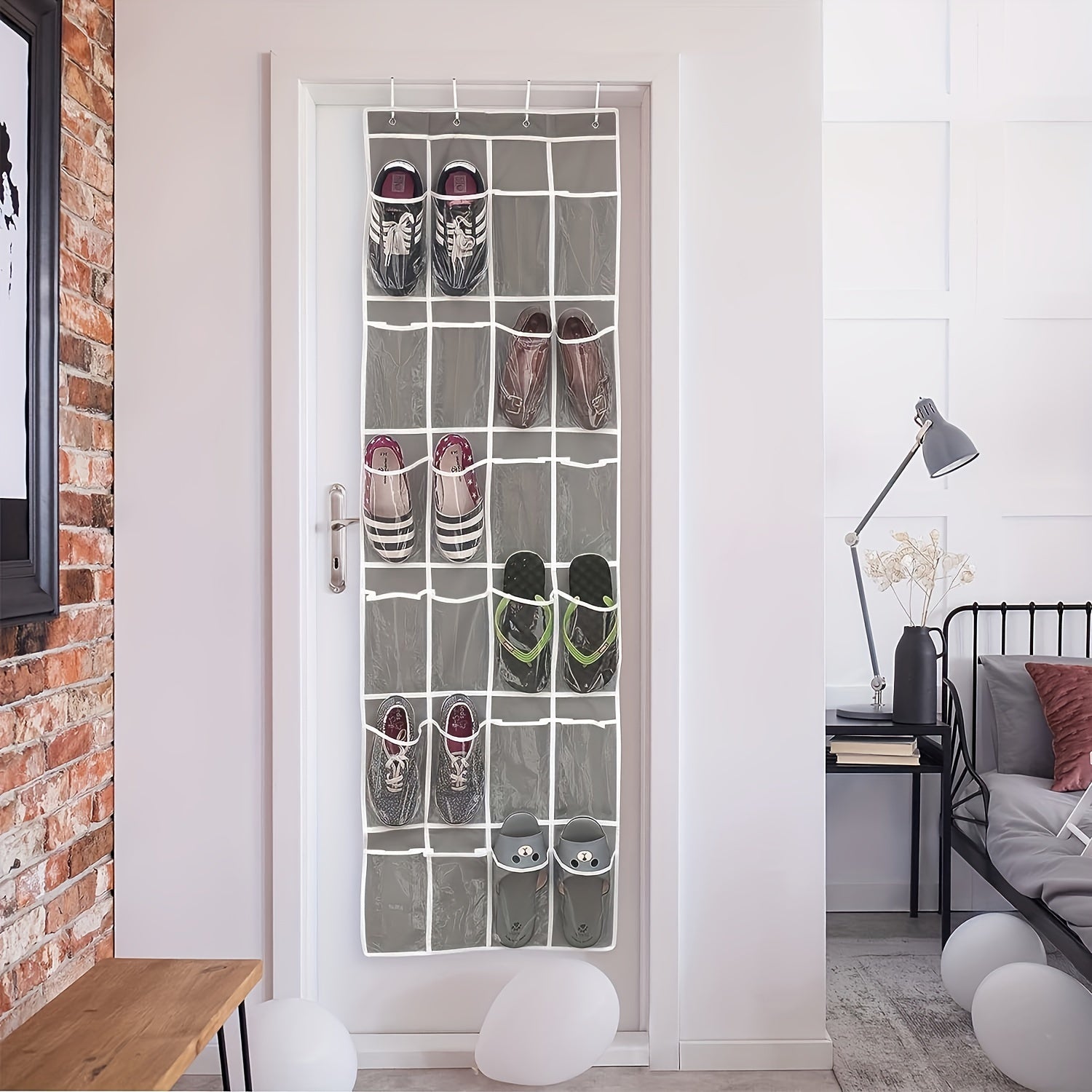 Over The Door Shoe Storage Rack with 24 Pockets Organizer