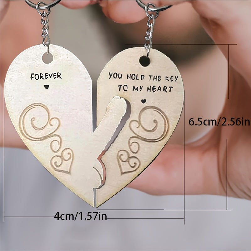 Heart Shaped Couple's Keychain Pendant for Car Keys Backpacks Gift