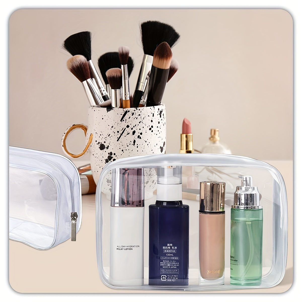 6 Pack Clear Toiletry Carry Pouch Portable Waterproof Cosmetic Bag