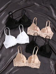 5pcs Lace Push Up Bras Comfy Intimates Bra Women's Lingerie