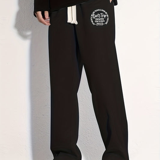 Men's Casual Loose Fit Cotton Sweatpants with Drawstring