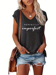 V Neck Cap Sleeve Tank Top for Women