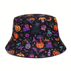 Unisex Pumpkin Pattern Sunshade Bucket Hat for Halloween