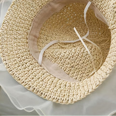 Summer Baby Hat Sunscreen Straw Hat Princess Style Hollow Breathable