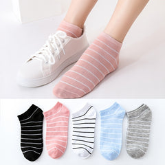 Striped Cotton Blend Ankle Socks Women's Stockings