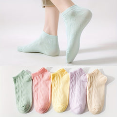 5 Pairs Girls Kids Thin Low Cut Ankle Socks for Summer