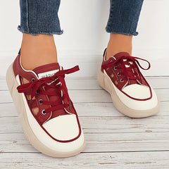 Women's Hollow Platform Lace Up Sneakers Thick Bottom Shoes