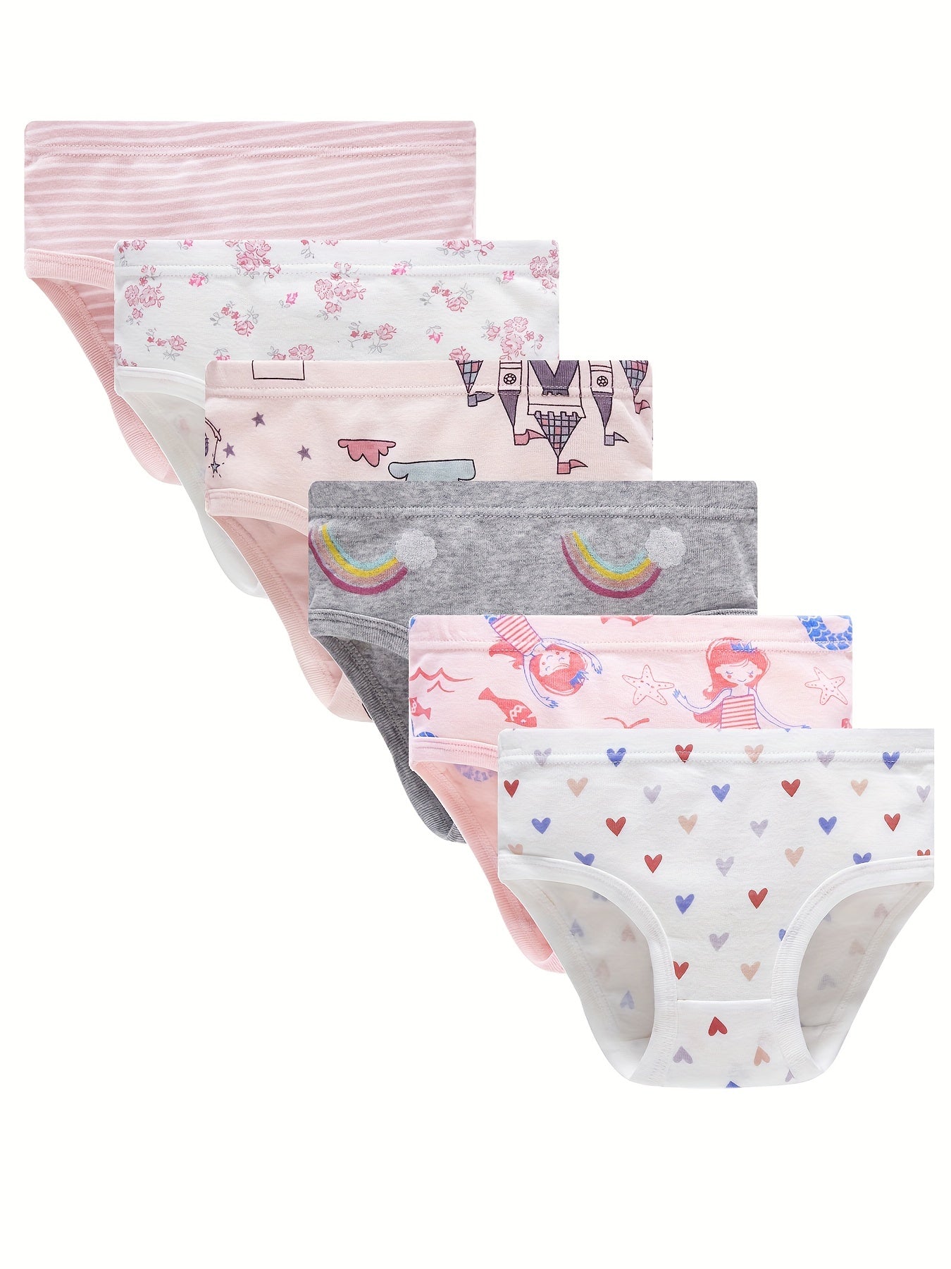 6pcs Teen Cartoon Graphic Print Cotton Briefs Underwear