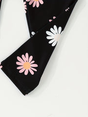 Girls Tiny Daisy Print Stretchy Leggings Ankle Length