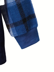 Boys Plaid Hooded Button Down Jacket