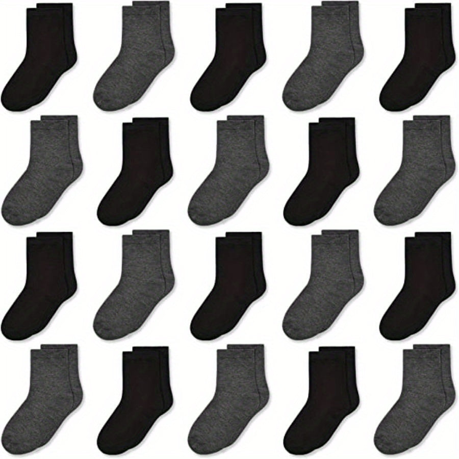 20 Pairs Children's Crew Socks Breathable Comfy Sweat Absorption Sports Socks