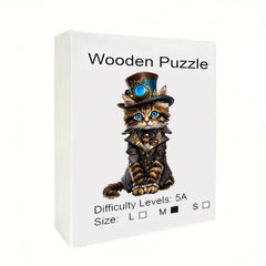 Gentleman Cat Wooden Puzzle Challenging Brain Teaser