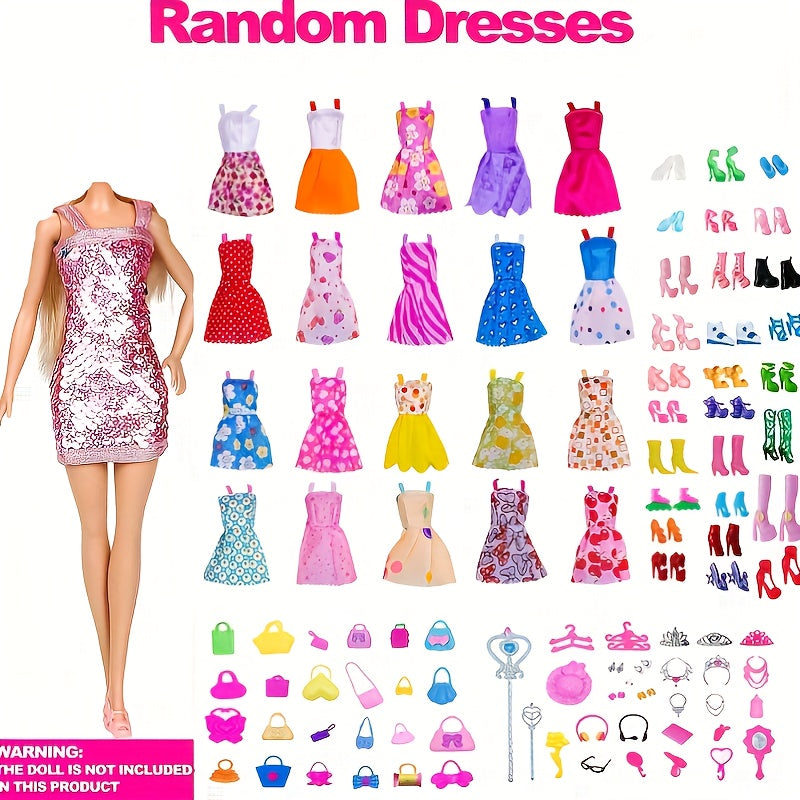 45pcs Doll Clothes And Accessories 10 Pairs Of Shoes 10 Packs Of 20 Jewelry