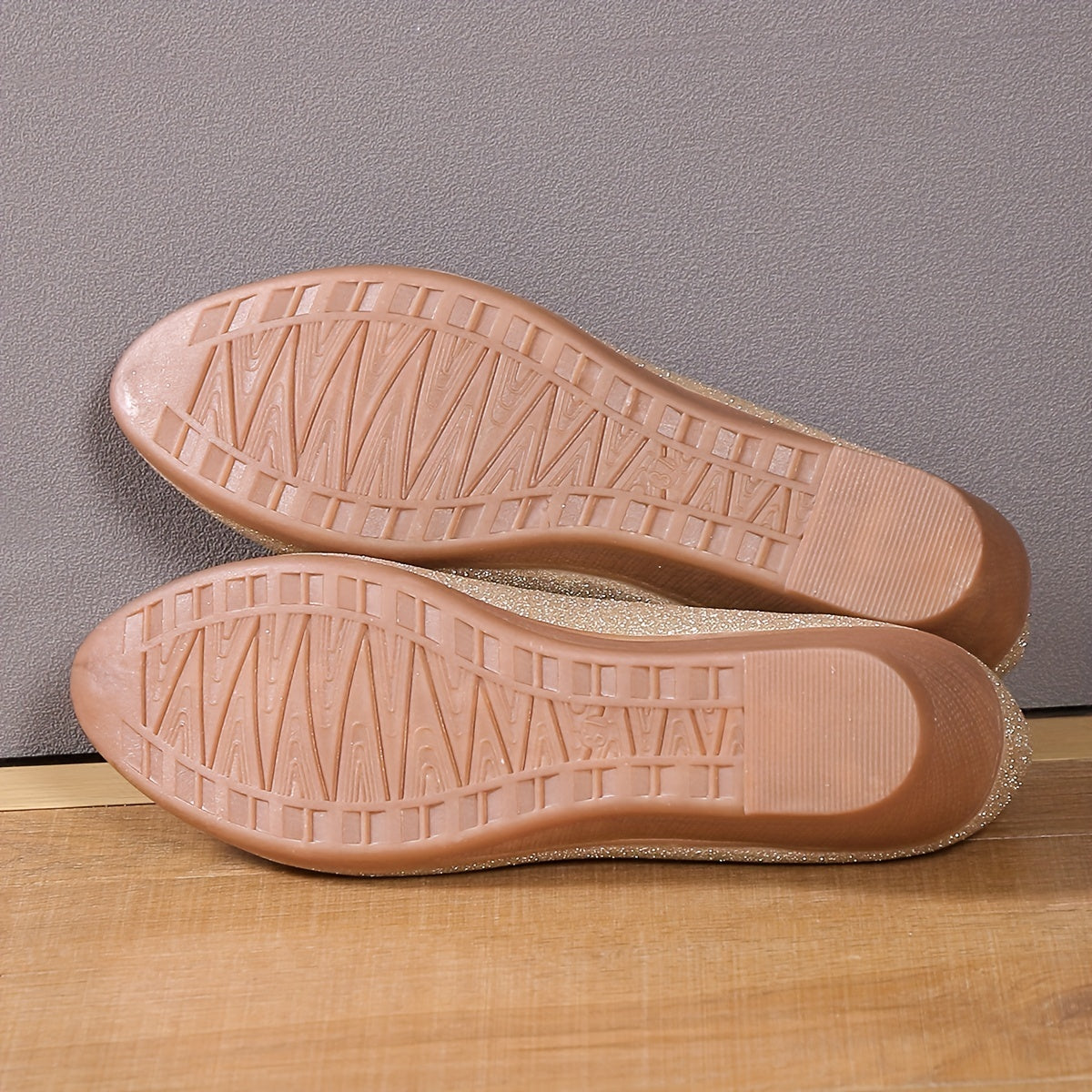 Women's Sequins Ballet Slip On Low Round Toe Soft Slides Shoes