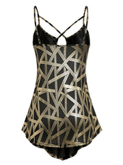 Geometric Print Cross Neck Cami Top