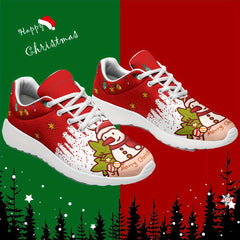 Christmas Snowman And Lantern Pattern Women's Outdoor Printed Sneakers