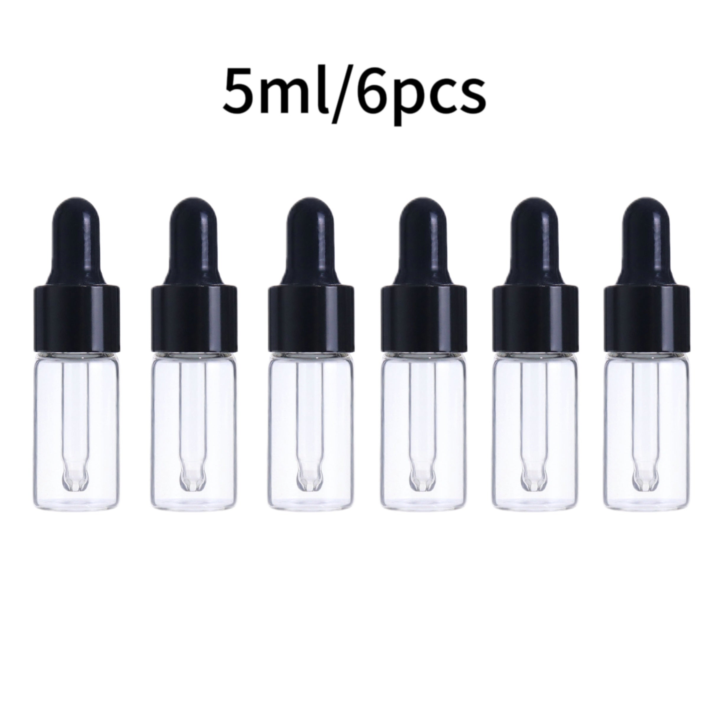 6pcs Glass Mini Dropper Bottles Essential Sample Vial Caps Tiny Perfume Jars