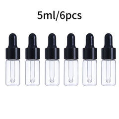 6pcs Glass Mini Dropper Bottles Essential Sample Vial Caps Tiny Perfume Jars