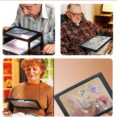 Desktop Magnifying Glass With Light A4 Large Lens Rectangular Clear