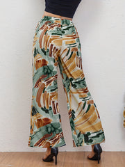 Abstract Print Wide Leg Pants Casual Drawstring Waist Random Print Pants