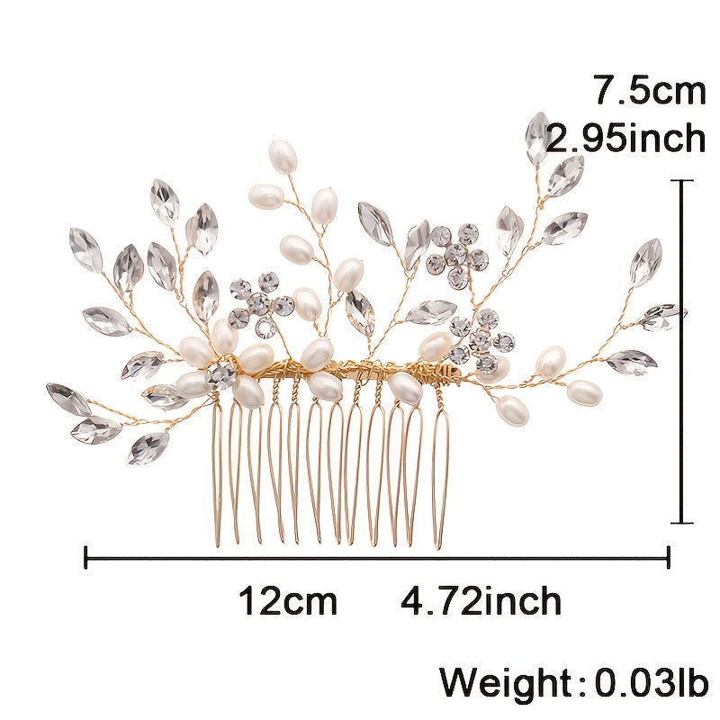 Bridal Hair Comb Wedding Headpiece Faux Pearl Rhinestone Crystal Accessorie