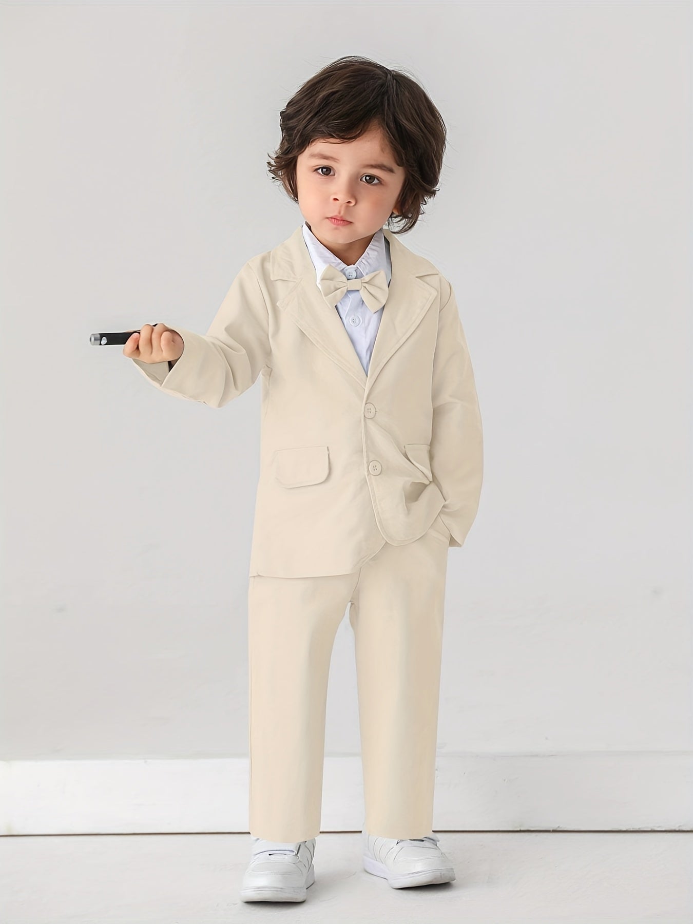 Boys Blazer Pants Suit with Bowknot for Wedding Birthday Party