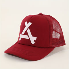 Red Trucker Hat Mesh Sunshade Baseball Cap Unisex Casual Sun Hats