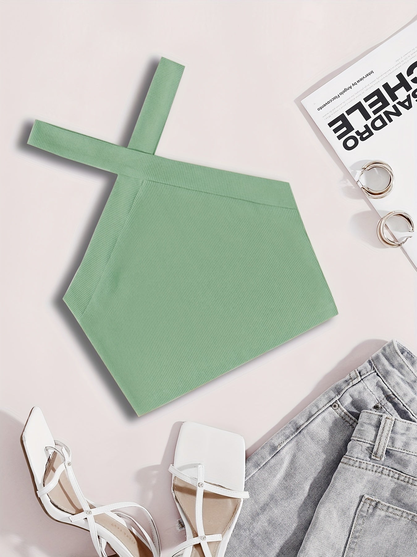 Solid Halter Crop Top for Summer & Spring