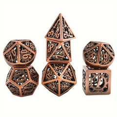 7pcs Hollow Metal Polyhedral Dice Set RPG Digital Teaching Collection