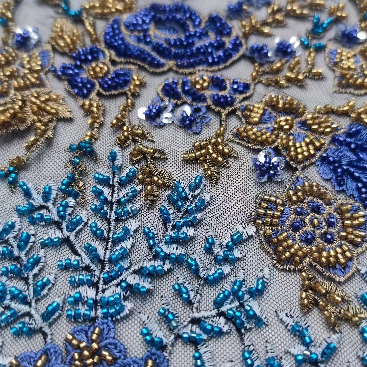 Beaded Tube Embroidered Lace Patch Applique Flower Sticker
