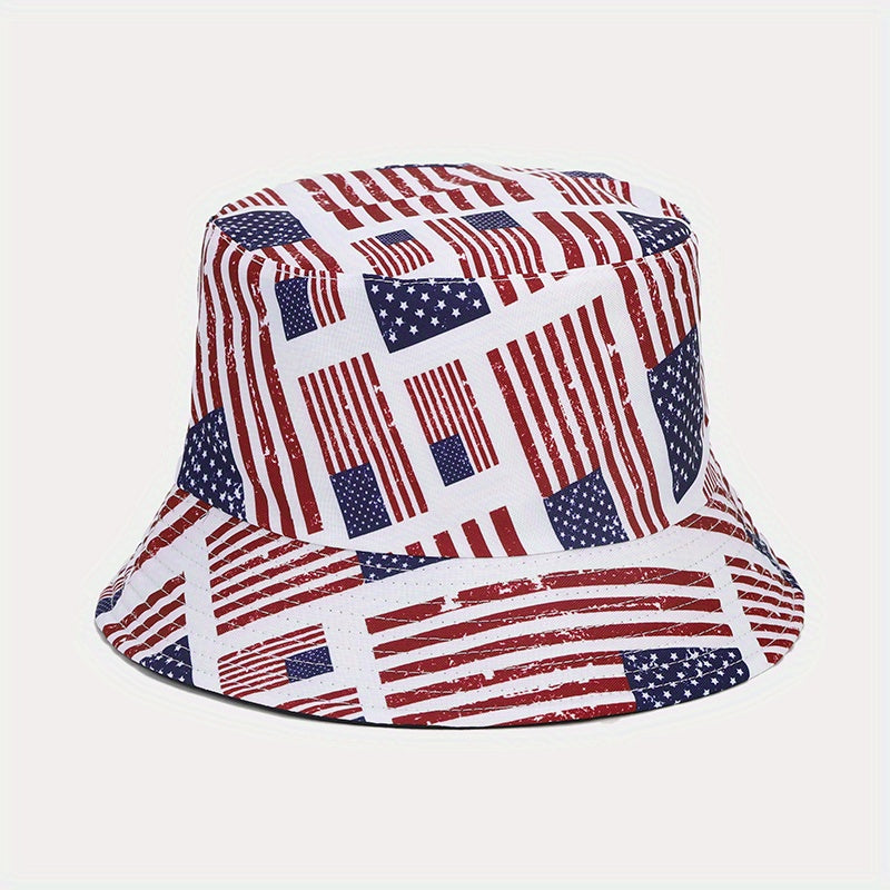Unisex Flag Pattern Sunshade Bucket Hat for Outdoor Travel