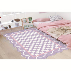 Wavy Plaid Kitchen Rug Anti Slip Carpet Absorbent Bath Mat