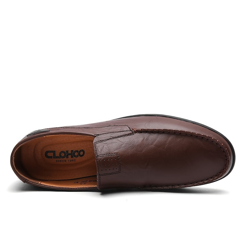 CLOHOO Personalized Leather Loafer Shoes Lightweight Rubber Sole